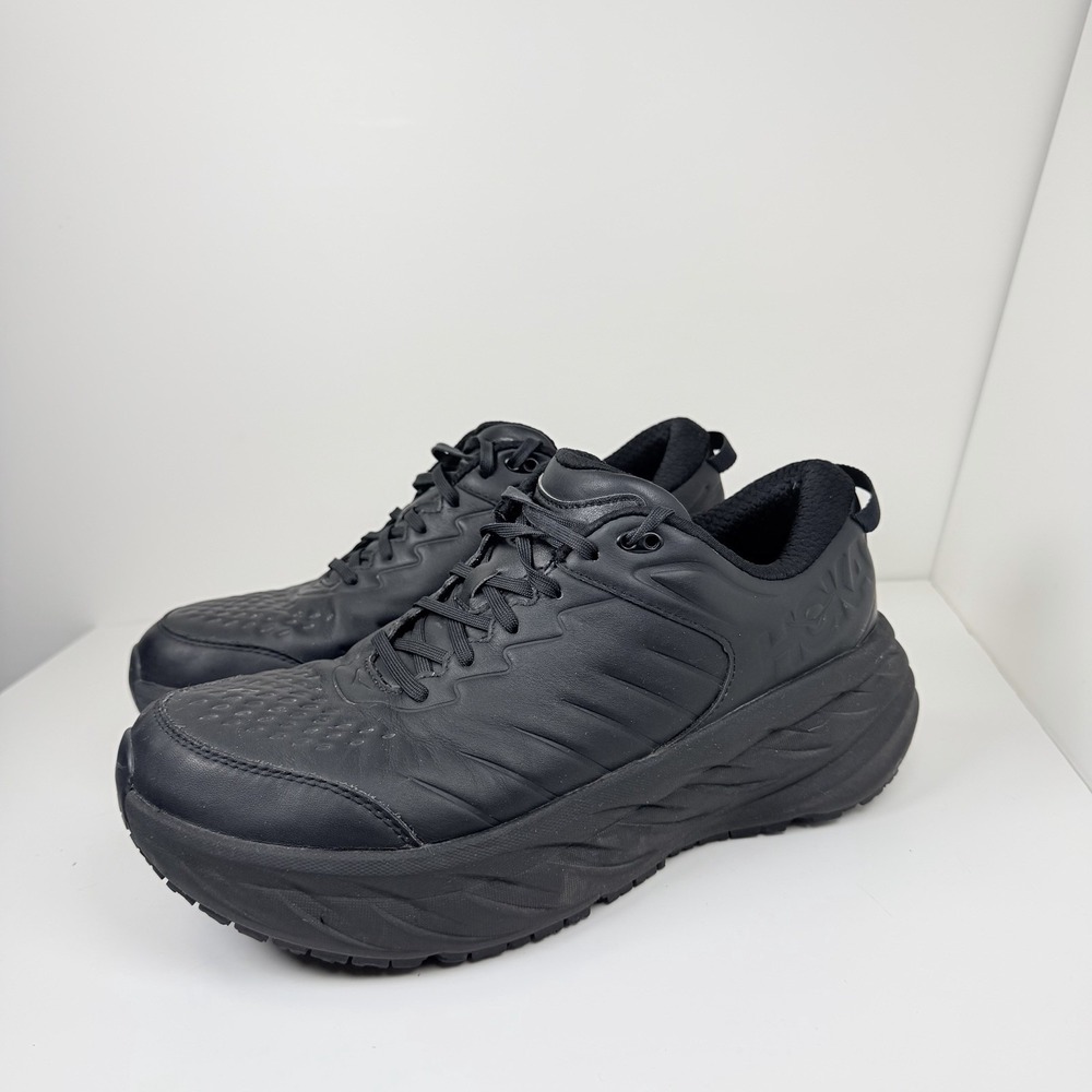 HOKA Bondi SR Wide Men's 11 2E Black Slip Resistant Walking Shoes